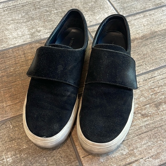Vince Cage Black Suede Slip On Sneakers Womens size 8 - Picture 1 of 8